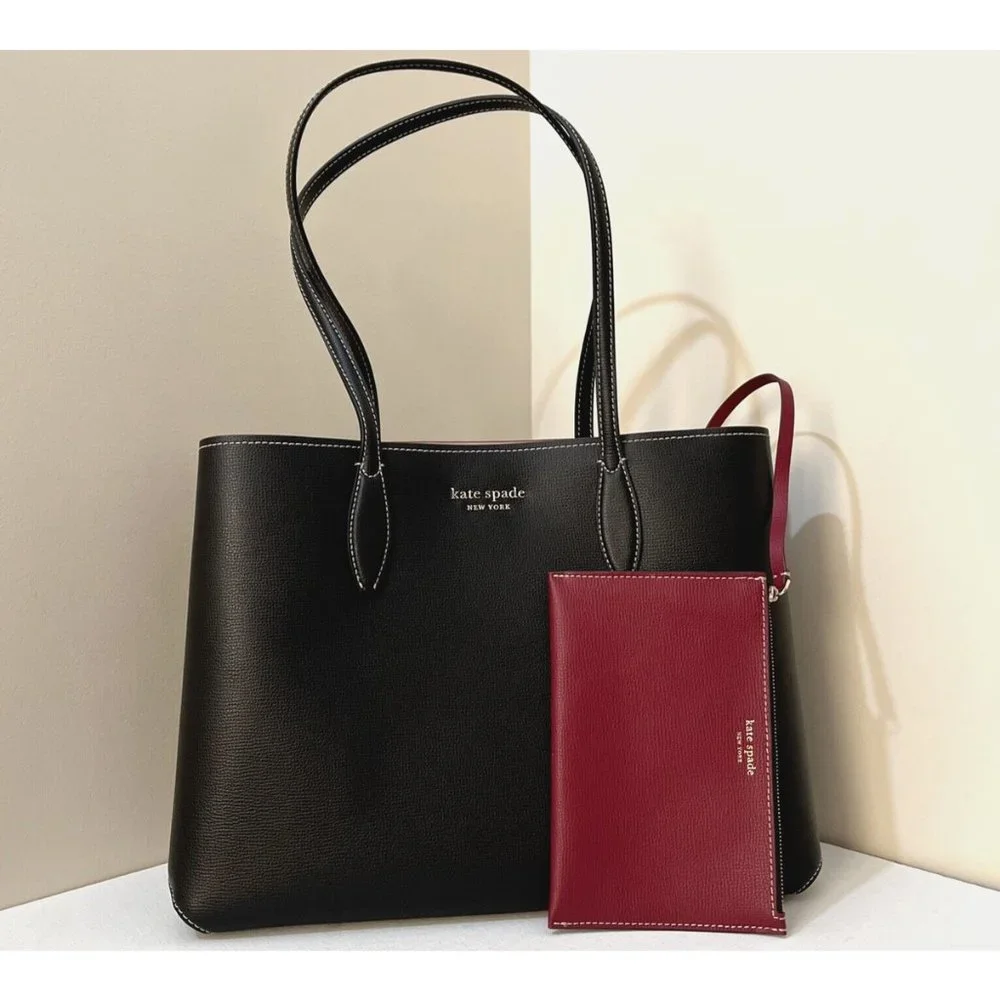 New Kate Spade All Day Large Tote Leather Black Multi